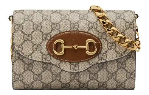 GUCCI Horsebit 1955 Canvas With Leather Crossbody Bag, Shoulder Bag Women's Ebony