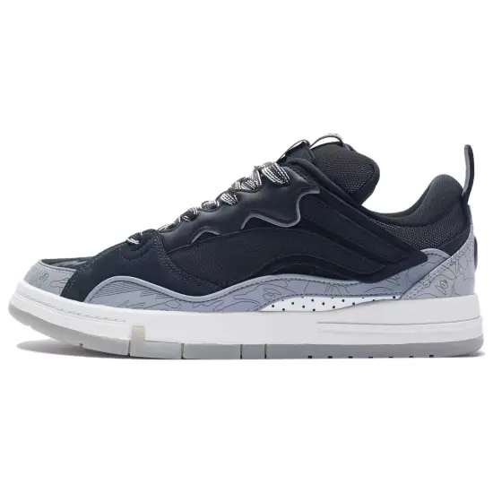 Aape X LiNing Skateboard Shoes Men Low Top Black/Snow Gray
