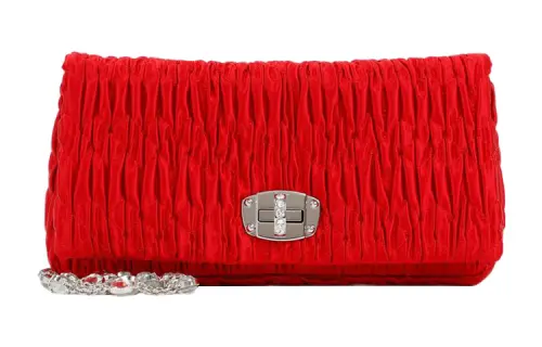 MIU MIU CRYSTAL Satin Crossbody Bag, Shoulder Bag Women's Red