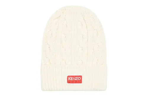 KENZO Logo-Patch Cable-Knitted Beanie