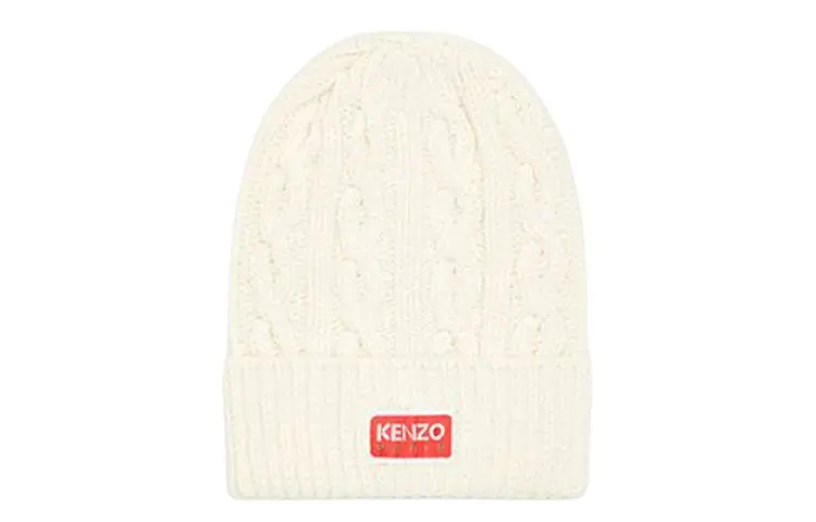 KENZO Logo-Patch Cable-Knitted Beanie