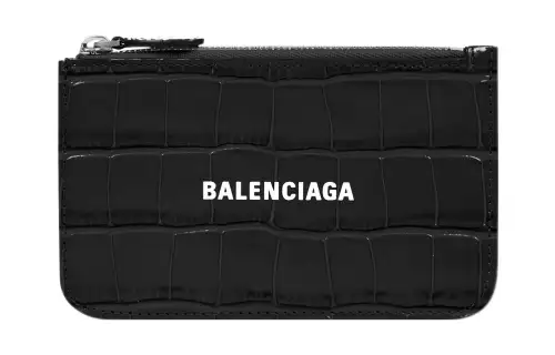 Balenciaga Cash Cow Leather Card Holder, Coin Purse, Wallet Large Women's Black