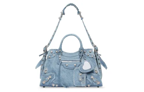 Balenciaga Neo Cagole City Denim Shoulder Bag