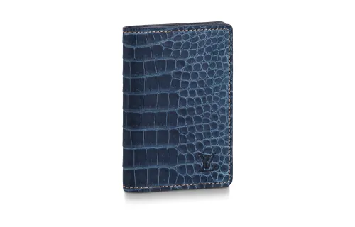 LOUIS VUITTON Crocodile Leather Wallet Men's Blue