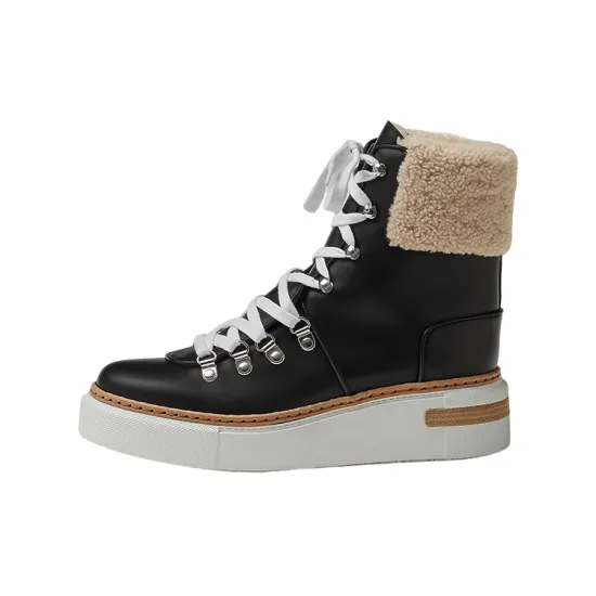 HERMES Flocon Skateboard Shoes Women's High-Top Black