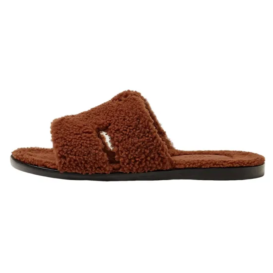 HERMES Slide Slippers Men Brown