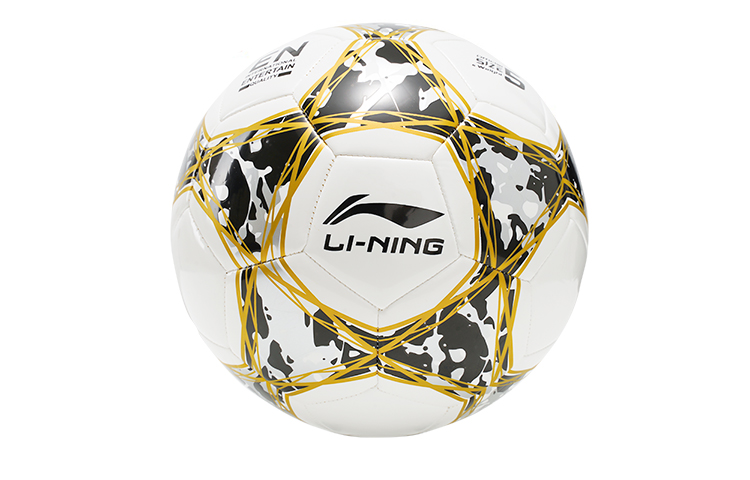 Li Ning Size 5 Soccer Ball TPU Machine Stitched Soccer Ball Unisex White Yellow