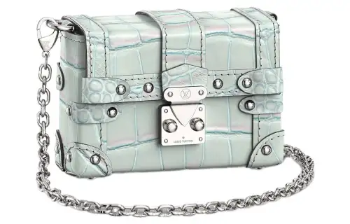 LOUIS VUITTON Shiny Alligator Leather Crossbody Bag, Shoulder Bag Women's Pink Blue