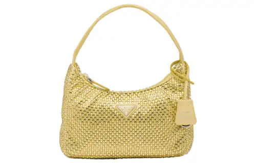 PRADA Fabric Hobo Bag, Handbag, Shoulder Bag Women's Pineapple Yellow