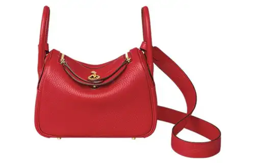 HERMES Lindy Swift Leather Handbag 19 Women's 5X Rouge Piment Pepper Red