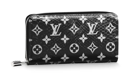 LOUIS VUITTON Python Skin Wallet Women's Black