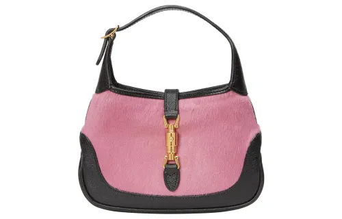 GUCCI Jackie 1961 Plush With Leather Crescent Shoulder Bag Shoulder Bag Mini Women's Pink Blue Multicolor
