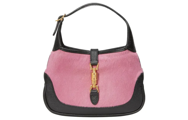 GUCCI Jackie 1961 Plush With Leather Crescent Shoulder Bag Shoulder Bag Mini Women's Pink Blue Multicolor