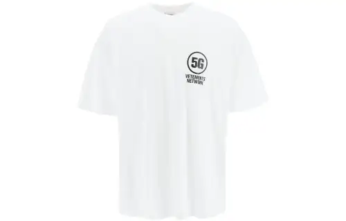 Vetements T Shirts Men's White Crew Neck Moderate Straight Fit