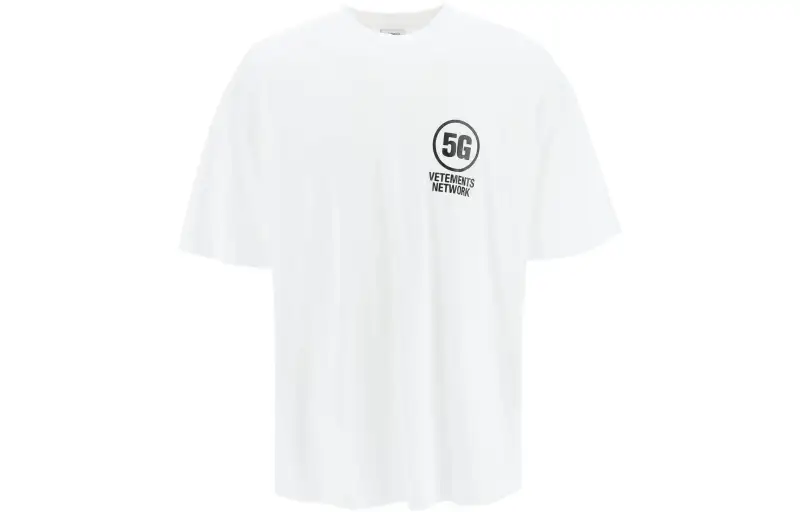 Vetements T Shirts Men's White Crew Neck Moderate Straight Fit