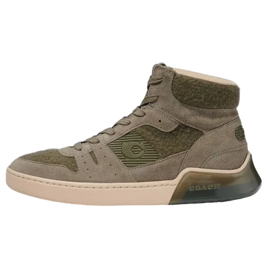 COACH Skateboard Shoes Men High-Top Army Green