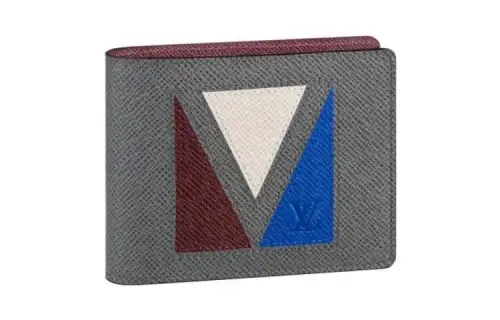 LOUIS VUITTON Multiple Cow Leather Wallet Men's Gray