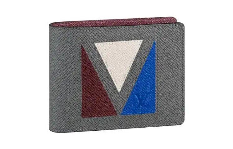 LOUIS VUITTON Multiple Cow Leather Wallet Men's Gray