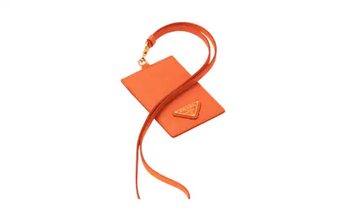 PRADA Saffiano Leather Card Holder Women's Orange