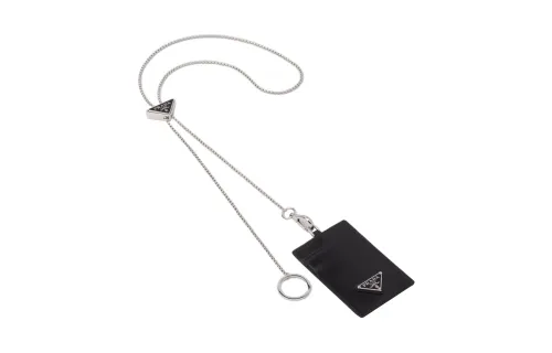 PRADA Leather Card Holder Women's Black