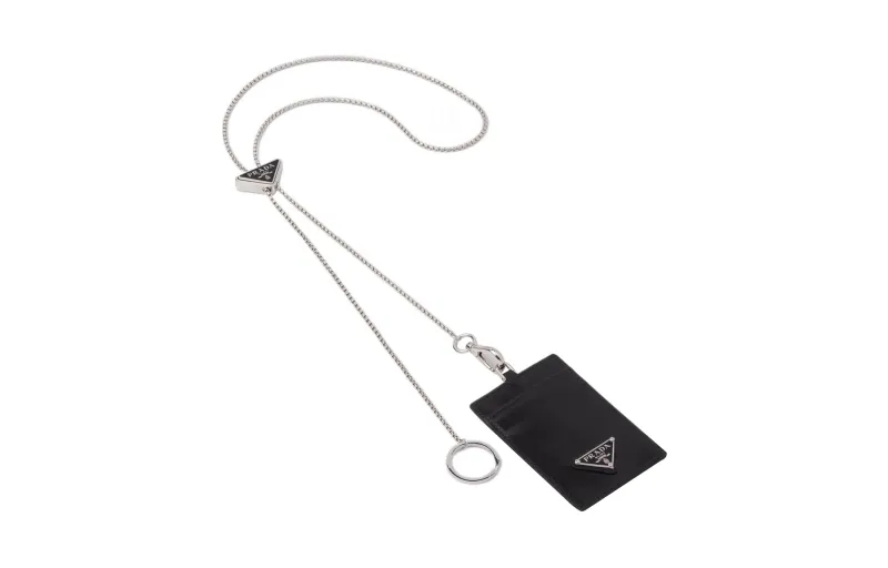 PRADA Leather Card Holder Women's Black