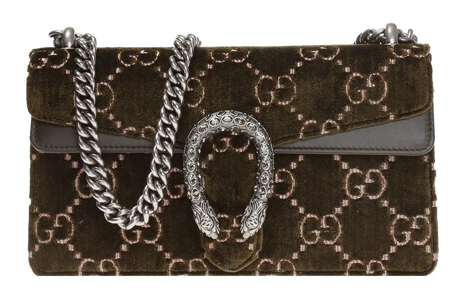 GUCCI Dionysus Velvet With Leather Shoulder Bag, Crossbody Bag Small Women's Olive Green