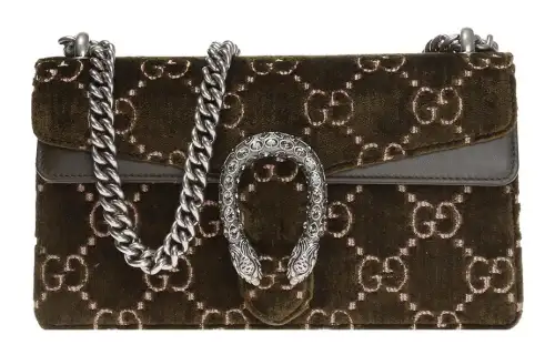 GUCCI Dionysus Velvet With Leather Shoulder Bag, Crossbody Bag Small Women's Olive Green