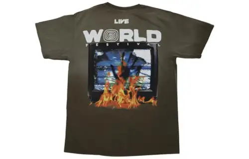 Travis Scott T Shirts Men's Umber Crew Neck Moderate Straight Fit