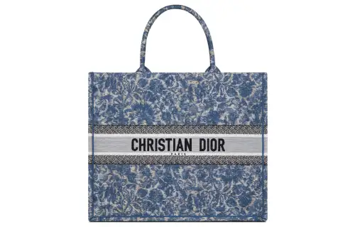 DIOR BookTote Embroidery Tote Bag, Shopping Bag, Handbag Large Women's Blue