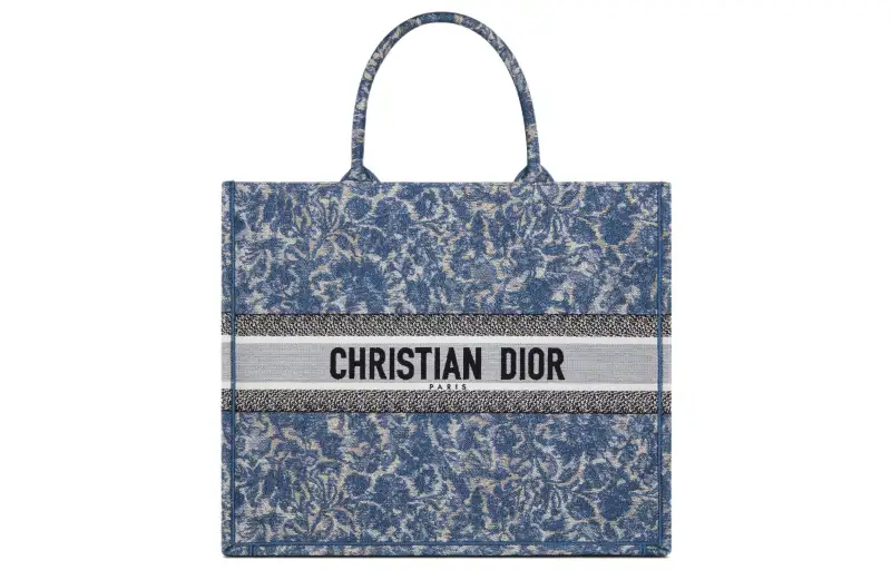 DIOR BookTote Embroidery Tote Bag, Shopping Bag, Handbag Large Women's Blue