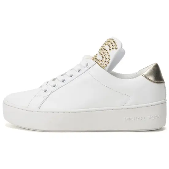 MICHAEL KORS Mindy Skateboard Shoes Women's Low-Top White Gold