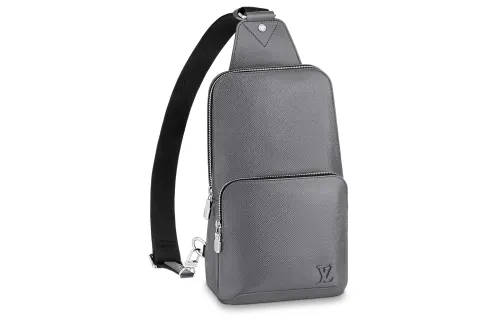 LOUIS VUITTON Avenue Taiga Cow Leather Sling Bag, Crossbody Bag, Shoulder Bag Men's Gray