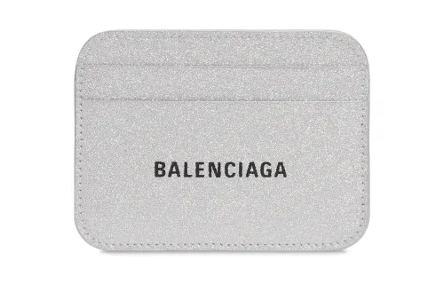 Balenciaga Cash Polyurethane Bonded To Polyester Card Holder Card Holder Women's Silver