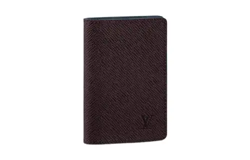 LOUIS VUITTON Taiga Cow Leather Card Holder Men's Brown/Marine Blue