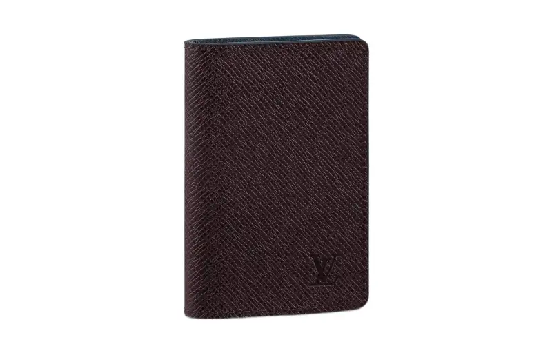 LOUIS VUITTON Taiga Cow Leather Card Holder Men's Brown/Marine Blue