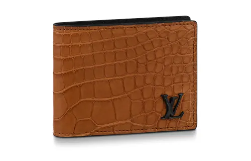 LOUIS VUITTON Multiple Crocodile Leather Card Holder, Wallet Men's Brown