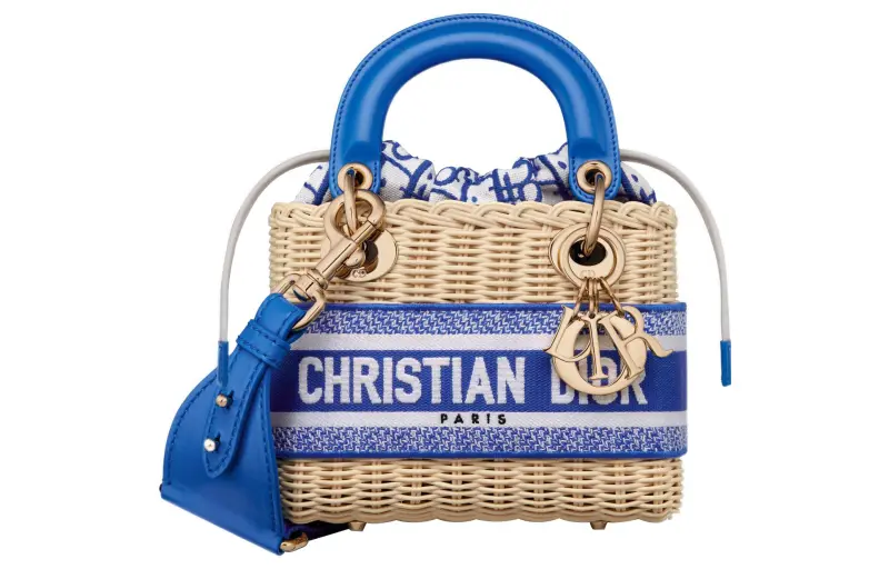 DIOR Lady Dior Wicker Handbag Shoulder Bag, Crossbody Bag, Handbag Mini Women's Fluorescent Blue