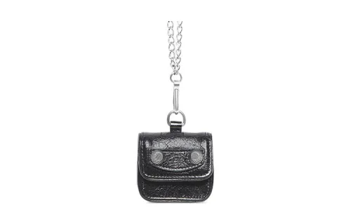 Balenciaga Le Cagole Fine Grained Sheepskin Earphone Case Women's Black