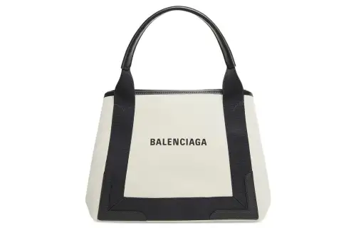 Balenciaga Cotton With Calfskin Handbag Small Women's Light Beige