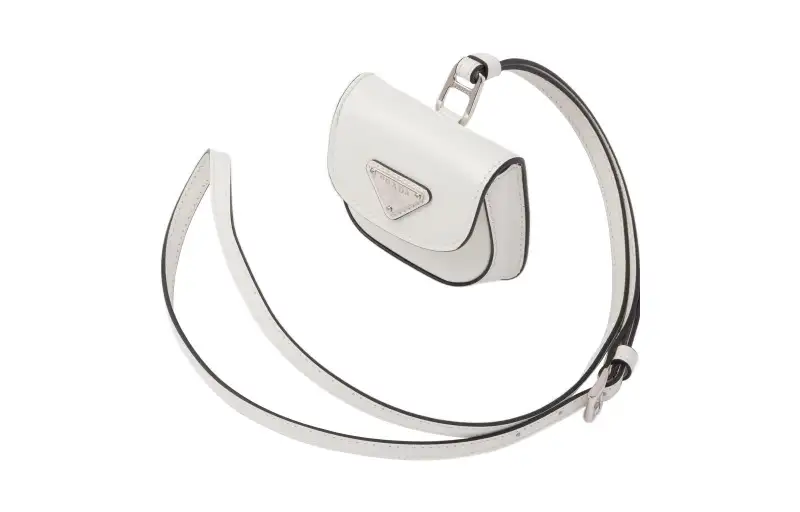 PRADA Leather Earphone Case Women's White