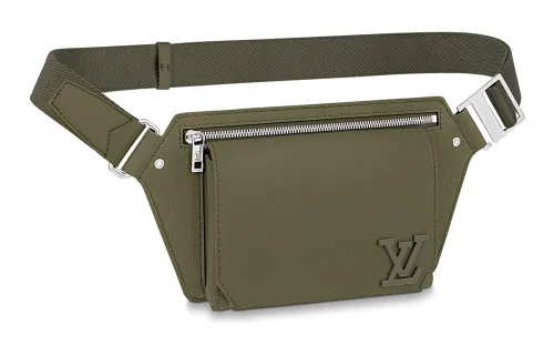 LOUIS VUITTON Cow Leather Camisole, Fanny Pack Men's Khaki Green