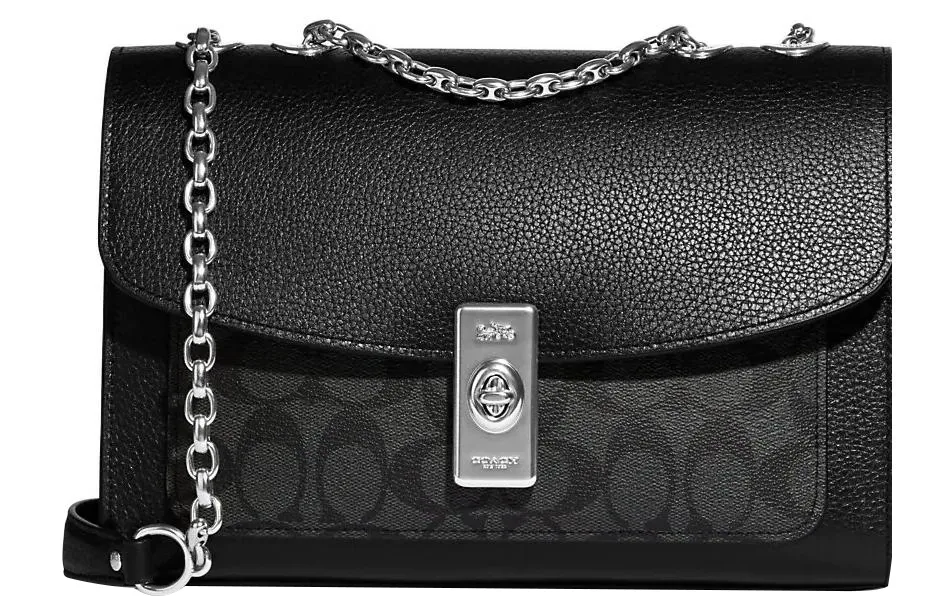 COACH Lane Cow Leather Crossbody Bag, Shoulder Bag Women's Black