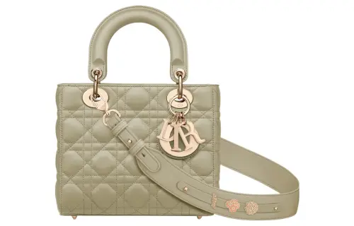 DIOR Lady Dior Sheepskin Handbag Shoulder Bag, Crossbody Bag, Handbag Small Women's Gray Green