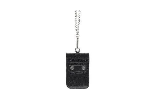 Balenciaga Le Cagole Fine Grained Sheepskin Shoulder Bag, Crossbody Bag, Card Holder Women's Black