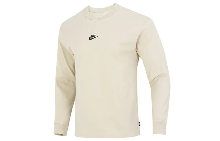 Nike T-Shirts Men's Khaki Crew Neck Moderate Straight Fit