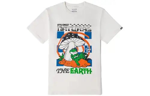 Vans T Shirts Unisex White Crew Neck Moderate Straight Fit