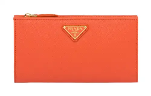 PRADA Saffiano Leather Wallet Large Women's Orange