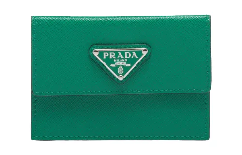 PRADA Saffiano Leather Card Holder Card Holder Men's Green
