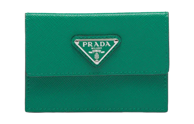 PRADA Saffiano Leather Card Holder Card Holder Men's Green