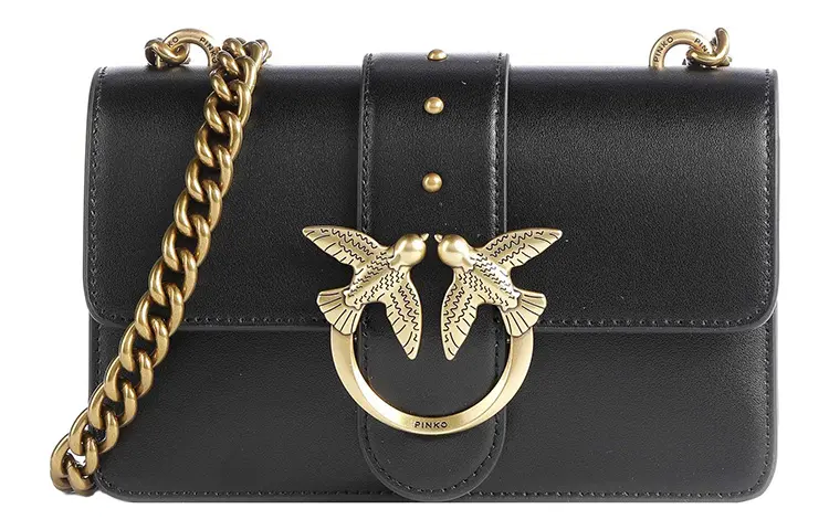PINKO Smooth Calfskin Swallow Bag, Shoulder Bag, Crossbody Bag Mini Women's Black